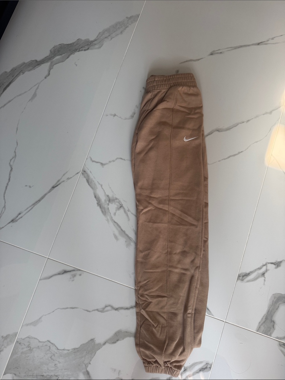Nike Men's Brown/Tan Jogger Sweatpants with White Swoosh